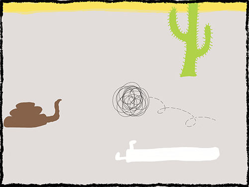 dead Raschera and tumbling tumbleweed