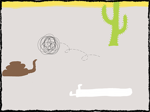 dead Raschera and tumbling tumbleweed