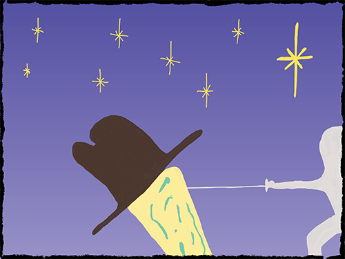 stabbed Stilton under twinkling stars